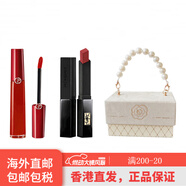 阿玛尼 红管 珍珠小香风礼盒唇釉 哑光 易上色自然持久 三件套 红管唇釉#405烂番茄+圣罗兰小黑条302