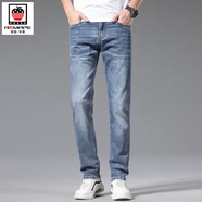 AEMAPE美国苹果高端牛仔裤男士春夏新款弹力修身直筒加绒商务休闲裤子 6813B-蓝色 薄款一件 32 【2尺5-体重135-145斤】