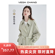 VEGA CHANG风衣女中长款2026春季知识分子大衣小个子英伦风外套 豆沙绿 M