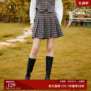 固执（OBSTINATE）【特价】秋季新款学院风格子小个子显腿长a字百褶短裙半身裙女装 蓝格子 M 165/68A