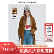 VEGA CHANG长款羊毛针织衫女2026年春季新款慵懒百搭开衫毛衣外套 咖啡棕 均码