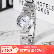 卡西欧（CASIO）手表女 时尚简约休闲女表 石英小巧指针表 送女友 LTP-1241D-2A 蓝盘钢带