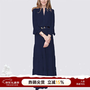 MeetMetro玛依尔中长款时尚粉色连衣裙女2025春新款气质收腰A字裙 长款藏蓝【现货】 L