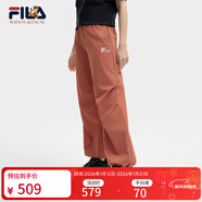 斐乐 韩素希同款|斐乐官方女装小狐狸梭织长裤2025夏季新款时尚收口裤 细豆沙红-RD XL 175/74A/XL