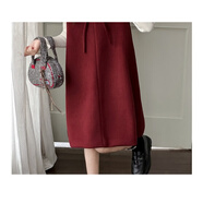 G.duck女童加绒红色连衣裙秋冬2025新款女孩背心裙儿童冬季女大童拜年裙 红色(加厚毛呢裙) 120 cm