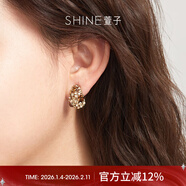 萱子（SHINE）优雅奢华璀璨耳环精致水钻蝴蝶耳钉女轻奢感琥珀流光风耳饰 咖金色-椭圆款 2个