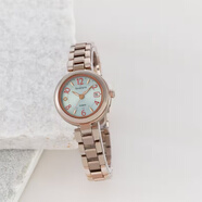 卡西欧（CASIO）女表sheen 新款时尚镶钻小表盘优雅气质钛合金太阳能电波表女腕表 玫瑰金SHW-7100TCG-7AJF 31.5mm