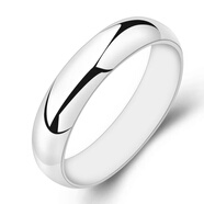 老凰祥足银男戒指5mm光面镀纯银情侣对戒女闭口活口礼物轻奢小 闭口10号