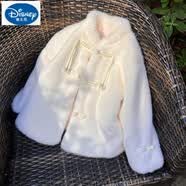 迪士尼（Disney）小女孩冬装款加绒外套女宝宝兔毛绒棉衣女童白色中国风棉袄毛毛衣 奶白色 【盘扣款 全身加绒加厚】 120 cm