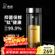 希诺（heenoor）抗菌玻璃杯双层隔热高档车载水杯男2025新款泡茶杯子XN-9607KT