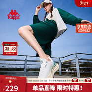 卡帕（Kappa）官方网面透气运动鞋子女鞋轻便减震户外慢跑鞋 经典白/绿色 37 