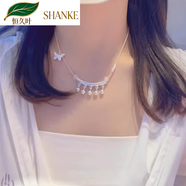 恒久叶【时尚日韩风】足银999弯管铃铛项链女纯银吊坠编织锁骨链遮疤痕 暖色弯管铃铛项链