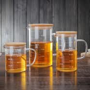 渊之源大容量玻璃茶具耐热泡茶壶带盖办公水杯子花草普洱茶玻璃杯冷水壶 1000ml带刻度竹盖