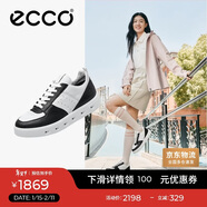 爱步（ECCO）厚底板鞋 百搭牛皮休闲鞋 街头720女鞋209713 黑色/白色36
