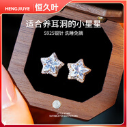 恒久叶2025新款满钻星星耳环女感气质耳饰 银色满钻五角星