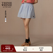 Teenie Weenie小熊女装半身裙25夏新款清新甜美条纹学院风蓬蓬短裙 蓝色 M