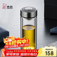 希诺（heenoor）双层玻璃杯高档商务办公车载水杯男家用透明泡茶杯子 345mL