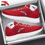 安踏（ANTA）男鞋冬季跑步鞋新款轻便网面透气慢跑鞋学生休闲鞋减震运动鞋子男 红/银色/安踏白 39