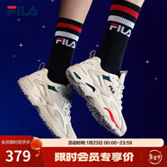 斐乐（FILA）男鞋跑步鞋轻便运动鞋情侣款男女透气慢跑鞋老爹鞋男子休闲鞋 微白/火红-WR 39