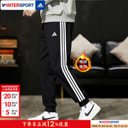 阿迪达斯（adidas）裤子男 26春季新款运动休闲裤健身训练运动裤舒适保暖宽松长裤 黑色加绒/经典三条纹/新款主推 3XL