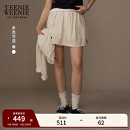 Teenie Weenie小熊女装半身裙25夏新款清新甜美条纹学院风蓬蓬短裙 象牙白 XS