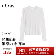 ubras【刘雯同款】含天丝羊毛小高领肌底衣秋衣保暖内衣打底衫女 圆领-本白色 M