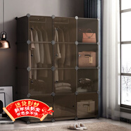 安尔雅衣柜简易组装双人衣橱简约出租房组合塑料收纳储物柜卧室单人衣柜