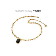 复古十字链项链经典高级感黑锆石无事牌吊坠 无事牌+十字链项链