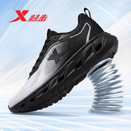 特步男鞋运动鞋跑步鞋网鞋正品春夏季旅游透气新款网面休闲慢跑鞋子 白黑 39 脚长24cm(新法码39)