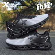 特步男鞋运动鞋跑步鞋网鞋网面休闲正品春夏季旅游透气新款慢跑鞋子 白黑 39 脚长24cm(新法码39)