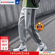 阿迪达斯（adidas）裤子男 26春季新款运动休闲裤健身训练运动裤舒适保暖宽松长裤 灰色加绒/经典三条纹/晒图退5 3XL