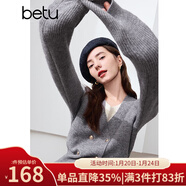 百图betu女装冬季新款毛衣假两件撞色领下摆开叉设计毛衣2410T34 灰色 M