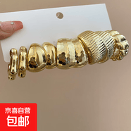 钢针光面几何不规则耳钉套装休闲简约日常百搭耳环设计感小众耳饰 5#钢针-金色环保（十件套）