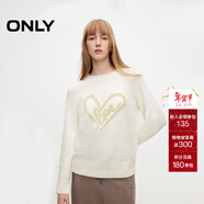 ONLY冬季休闲百搭圆领保暖宽松毛衣针织衫女|124413017 A43 奶油白色 L 170/88A