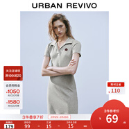 UR2025夏季新款女学院风立体装饰Polo领短袖连衣裙UYY750050 花灰 XS