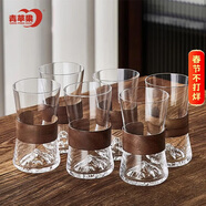 青苹果耐高温玻璃杯观山泡茶杯320ml6只 轻奢新中式家用客厅待客水杯