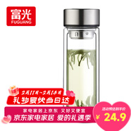 富光双层玻璃杯大容量带茶隔水杯高硼硅泡茶杯子商务男士办公杯320ml