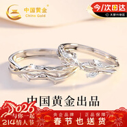 中国黄金连理枝情侣对戒纯银戒指女情侣一对新年情人节礼物女友老婆生日 连理枝情侣戒指【京速达】