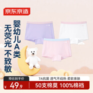 京东京造【50支莫代尔】棉儿童内裤大童小童平角女童抗菌四角短裤160