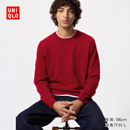 优衣库男装女装羊绒圆领针织衫/长袖毛衣毛衫478543 16 红色 L