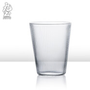 九土耐热硅把手玻璃杯咖啡杯女生水杯办公室泡茶杯家用杯子饮料杯 细纹款无把手[大号]