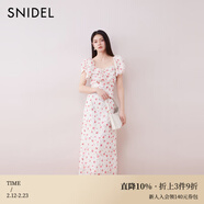 SNIDEL春夏优雅淑女泡泡袖亮片雪纺印花连衣裙SWFO251088 白色 M (1)