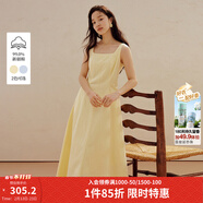 茵曼（INMAN）章若楠同款欧若风法式吊带连衣裙2026夏季新品女装淡鹅黄色裙子 鹅黄色-小个子版18625668 XL