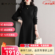 Ehangy轻奢品牌连衣裙女2025年秋冬新款时尚简约优雅大方收腰A字裙子 黑色 L 105-120斤