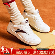 安踏轻松板鞋女鞋德训鞋百搭休闲运动鞋女秋冬新款厚底增高耐磨小白鞋 【安踏元年板鞋】象牙白/绛红色 37.5 (235mm)