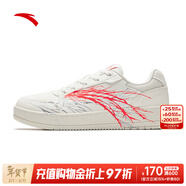 安踏（ANTA）女板鞋防滑耐磨时尚百搭休闲小白鞋厚底增高防泼水运动休闲鞋 象牙白/银/荧光亮深红-1 36.5 (女6)