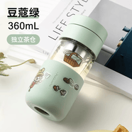 富光玻璃水杯女士家用茶水分离泡茶杯高硼硅办公室2025新款高颜值 新升级豆蔻绿360ml 360ml