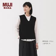 MUJI女式 米兰诺罗纹编织 背心 针织女装上衣马甲25年冬季 BA1QPA5A 黑色 L (165/88A)