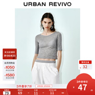 UR2025秋季新款女装时尚露背绑带修身短款T恤UWM450114 花灰 L