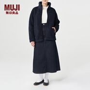 MUJI MUJI 男女通用 羊羔绒 拉链夹克 毛绒加绒厚外套 秋冬季 深藏青色 XXS-XS
